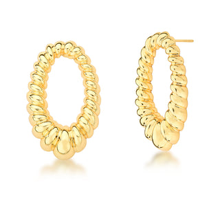 Open Oval Twist Earrings in Gold