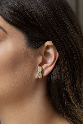 Modern Elegance Dual-Tone Huggie Earrings