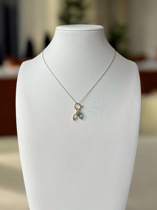 Delicate Pendant Necklace with Paraiba and Morganite Crystal Charms