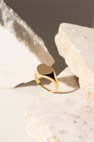 Solid Heart Pinky Ring in Gold