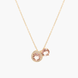 Double Rhodolite Crystal Pendant Necklace in Gold
