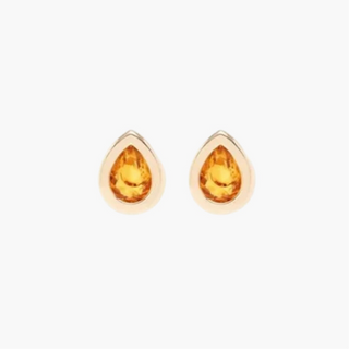 Citrine Crystal Teardrop Studs in Gold