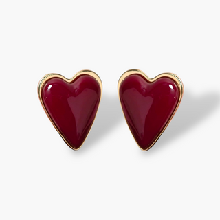 Burgundy Resin Heart Studs
