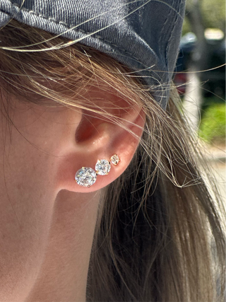 Set of 3 Round Cubic Zirconia Studs 8mm, 6mm, 4mm
