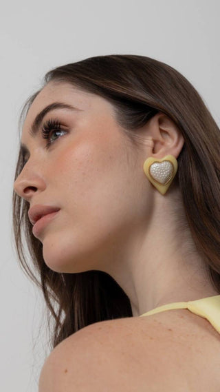 Yellow BUTTER HEART STUDS
