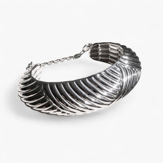 Sculpted Rib Cuff — Rhodium
