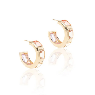 Bezel-Set Multicolor Crystal Hoops in Gold