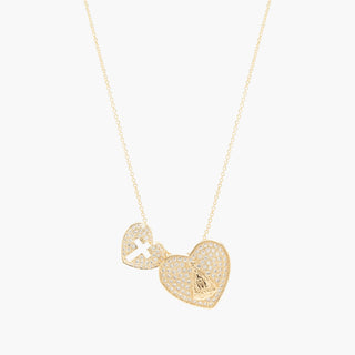 Our Lady of Graces Gold Scapular with Pave Heart and Cross