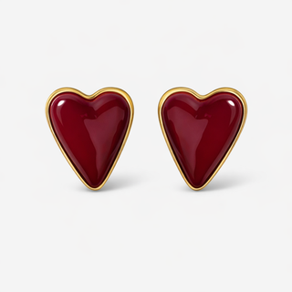 Burgundy Resin Heart Studs