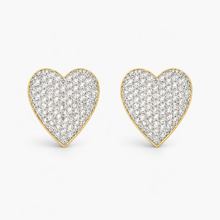 Pave Big Heart Stud Earrings