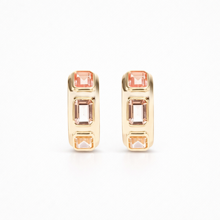 Bezel-Set Multicolor Crystal Hoops in Gold