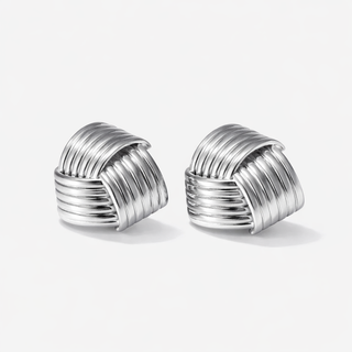 Twist Square Studs – Rhodium