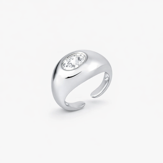 CERCLE II – Sculpted Oval Ring in Rhodium