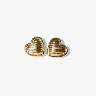 Ribbed Heart Studs