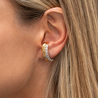 Modern Elegance Dual-Tone Huggie Earrings