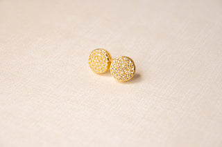 Pave Round Studs in Gold