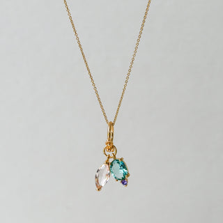 Delicate Pendant Necklace with Paraiba and Morganite Crystal Charms