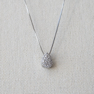 Mini Pear Halo Pendant Necklace