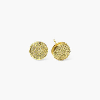 Pave Round Studs in Gold