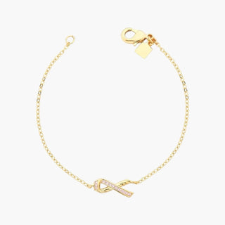 Pink Pavé Bow Bracelet in Gold