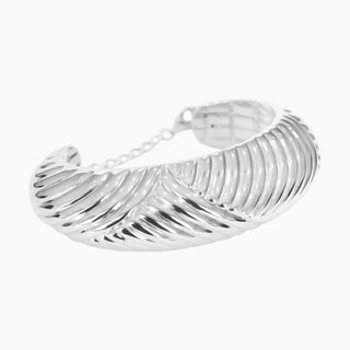 Sculpted Rib Cuff — Rhodium