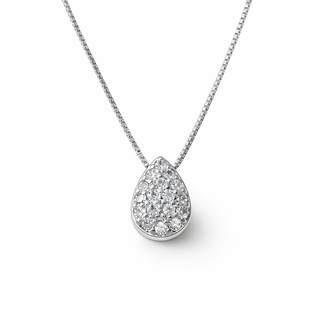 Mini Pear Halo Pendant Necklace