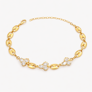Organic 3 Stones Bracelet in Gold