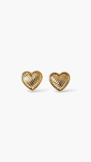 Ribbed Heart Studs
