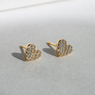 Mini Pave Heart Studs