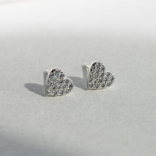 Mini Pave Heart Studs